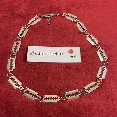 Silver Razor Blades Chain Choker Necklace