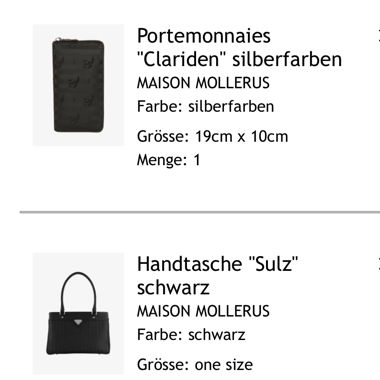 Neu Maison Mollerus Tasche und Portmonnai