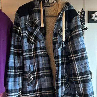 Blue Plaid Hooded Jacket