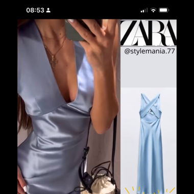 Zara light blue satin dress
