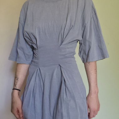 Grey pleated mini dress