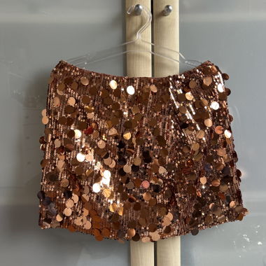 Copper-coloured/brown sequin mini skirt
