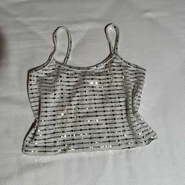 Top corto argento scintillante