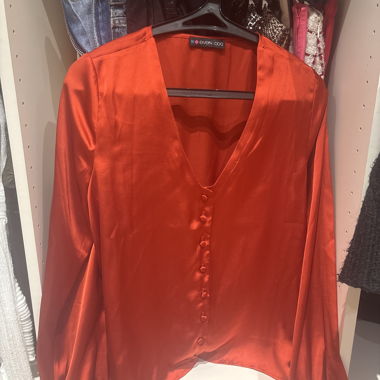 Red Satin Blouse