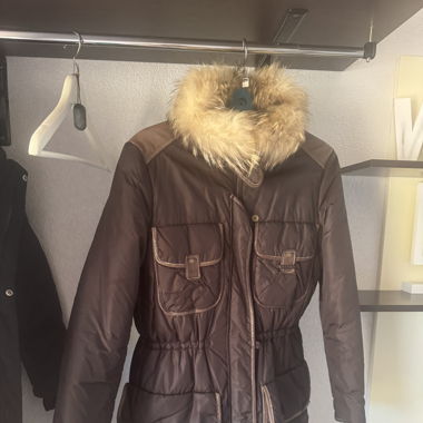 Longue veste col en vrai forure 