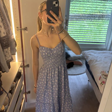 Blue Floral Midi Dress