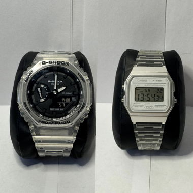 2 Casio Uhren-Set G-Shock & F-91W Silber