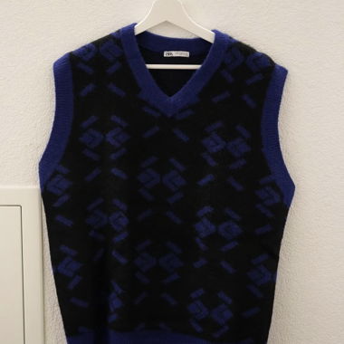 Gilet in maglia Zara blu-nero