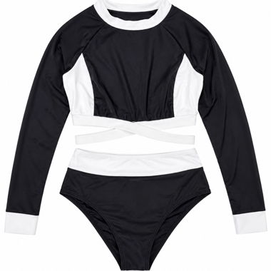 Maillot de bain 2 pièces noir et blanc