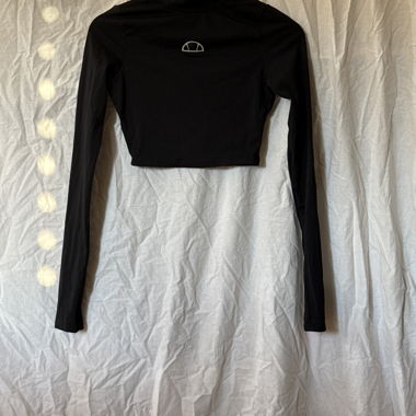 Black crop turtleneck top
