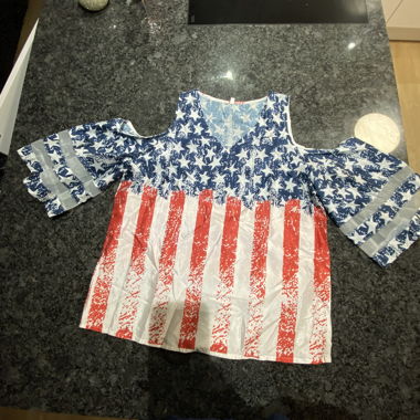 Top cold shoulder bandiera USA
