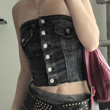 Bustier en jean gris