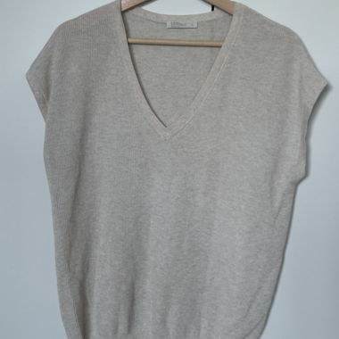 Nile Beige knit sleeveless top vest organic cotton
