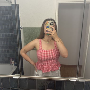 25 Pink Checkered Top