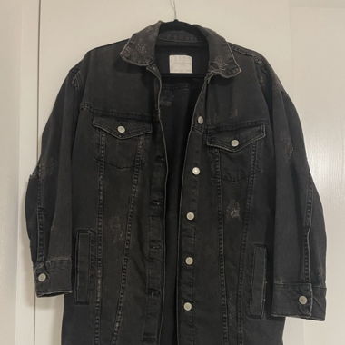 Veste en jeans noir mi-longue, taille S Zara