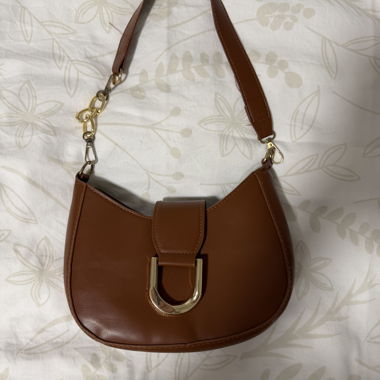 Brown faux leather shoulder bag