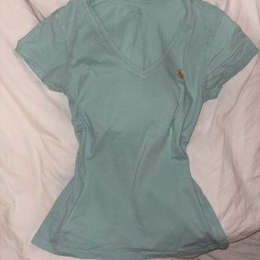 turquoise polo by ralph lauren with v-neck