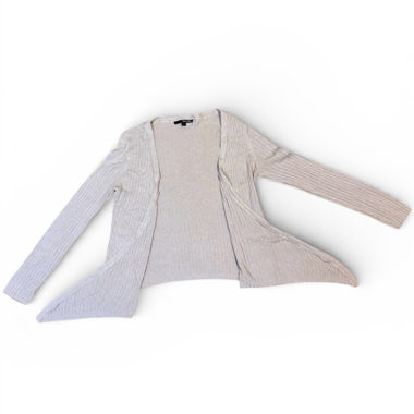 Beige Rib-Knit Cardigan