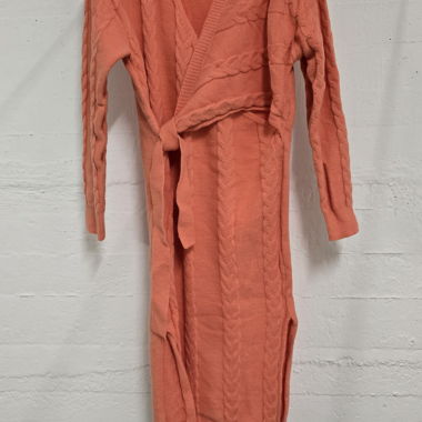 (016) Robe portefeuille tricotée - M - Corail