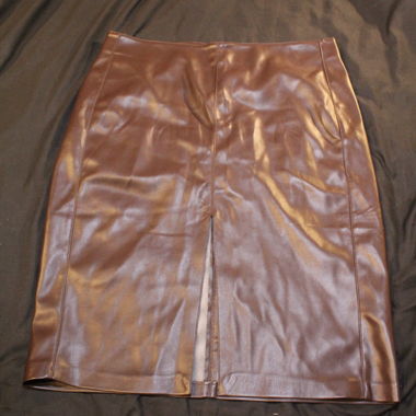 Jupe en simili cuir marron