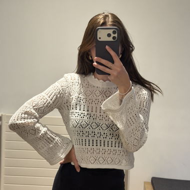 Maglione bianco in maglia traforata