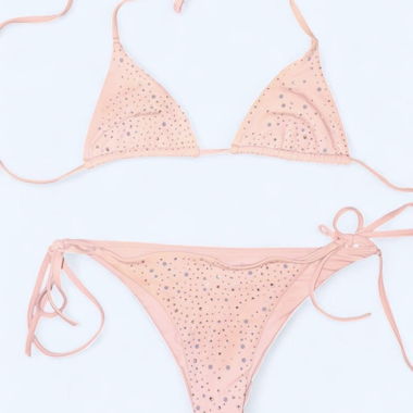 Set bikini rosa con strass