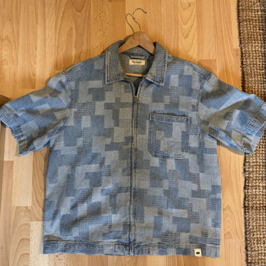 Camicia Pull&Bear Blu Patchwork, Taglia M