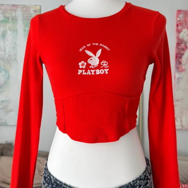 Y2K Playboy Red Crop Top (more like an S than an M) 