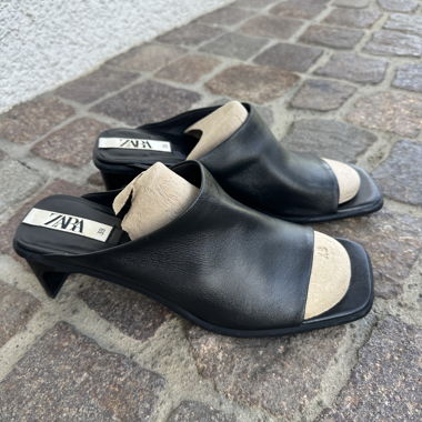 Zara schwarze hochhackige Mules EU 39
