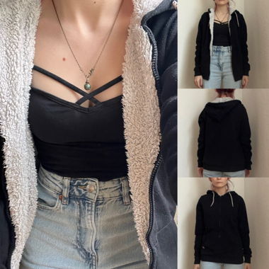 Schwarze Kuschel-Jacke (Preis inkl. Versand)