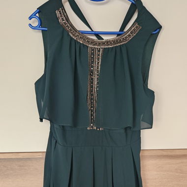 Robe en mousseline vert foncé