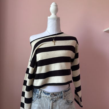 Maglione corto a righe Bershka 