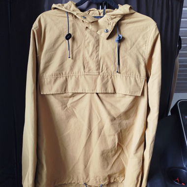 Felpa leggera con cappuccio e tasca frontale beige, Taglia M