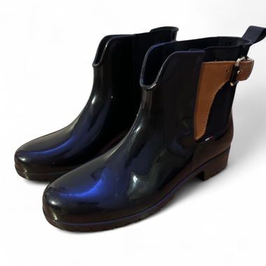 Stivali di gomma neri originali Tommy Hilfiger taglia 40