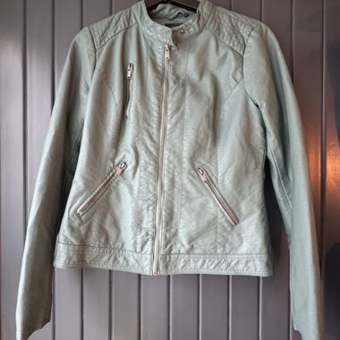 Mint green faux leather jacket