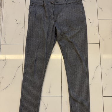 Grey striped fabric trousers