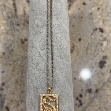 Golden Necklace with Chinese Dragon Pendant