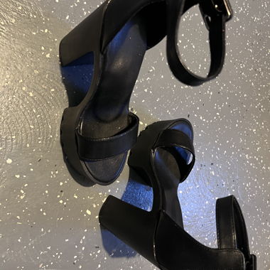 Black platform high-heel sandals