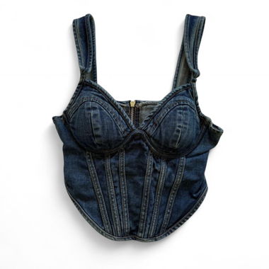 Denim corset top