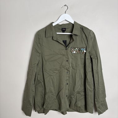 Camicia con decorazioni verde oliva taglia 38