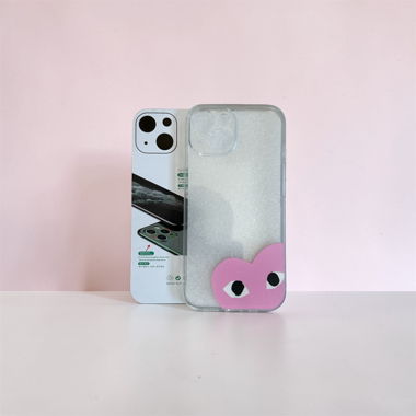 Transparente iPhone-15-Hülle mit rosa Motiv
