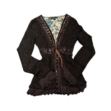 Bebe bestickter Spitzen-Top-Cardigan Vintage Y2K