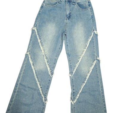 Wide-Leg Jeans mit Fransen