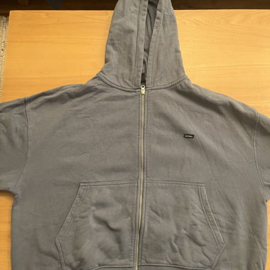 Felpa con zip grigio-blu leggermente effetto frnigio