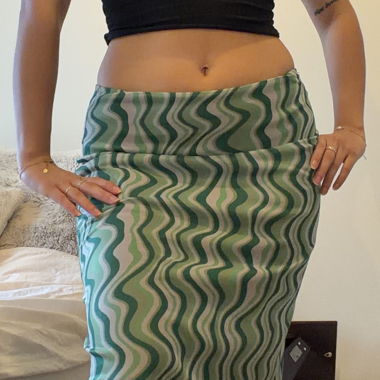 Green long skirt