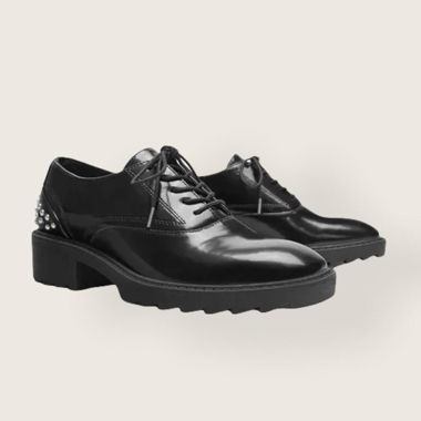 Zara Black Studded Derby Shoes
