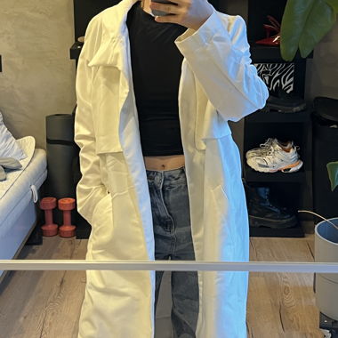 Long white trench coat