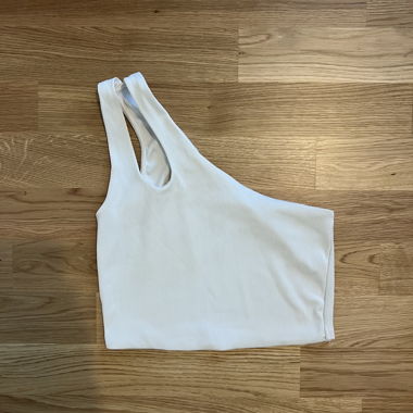 White Asymmetrical Crop Top from Bershka