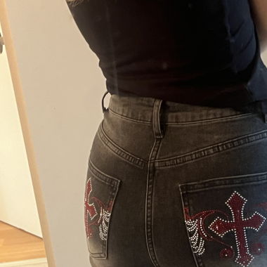 Grunge cross flared jeans