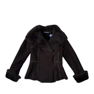 Giacca in ecopelliccia marrone scuro
